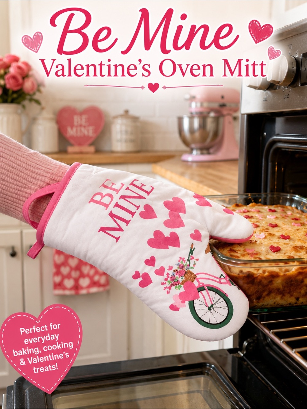 - “Be Mine”Valentines Oven Mitt